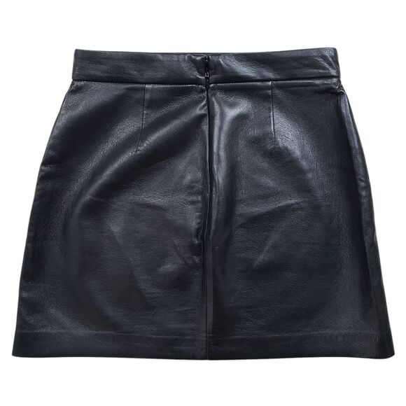 Aritzia Wilfred Patio Aline Mini Skirt 4 Black Vegan Leather Grunge Wimsical - Picture 6 of 8